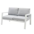 Canapé d'extérieur 2 places en aluminium blanc-gris - TOUSMESMEUBLES - contemporain - déhoussable-2