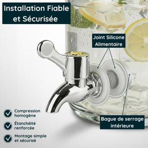 Bonbonne En Verre 10 Litres – Avec Robinet, Bouchon Et Support En Bois – Neuf