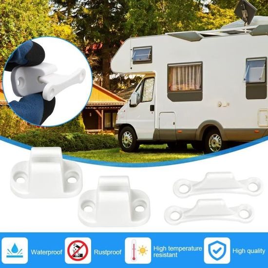 Bloc Porte Camping-car Lot De 3 Blocs Porte Pour Camping-Car/Caravane - Plastique Blanc, Avec Vis - Fixation Facile, Anti-Vent Accessoire Camping Car