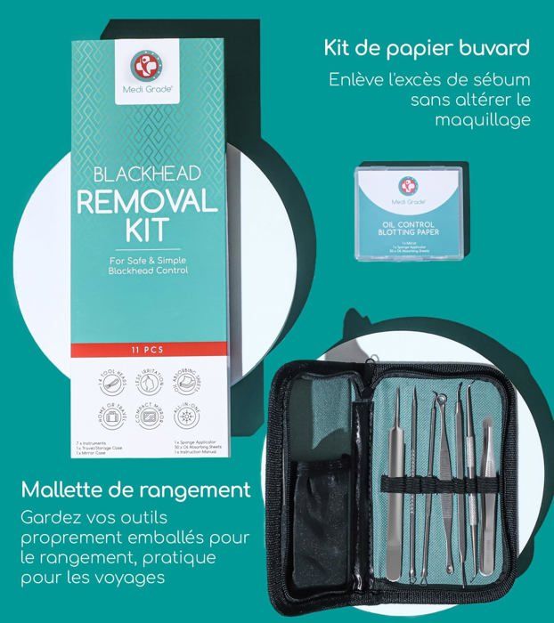 Tire-comédon En Acier Inoxydable Pollié - Pour Points Noirs Visage Et Corps