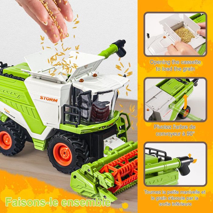 Tracteur Agricole Miniature Hautement Simulé – Jouet Éducatif En Alliage Et Plastique, Idéal Pour Enfants De 3 Ans Et Plus