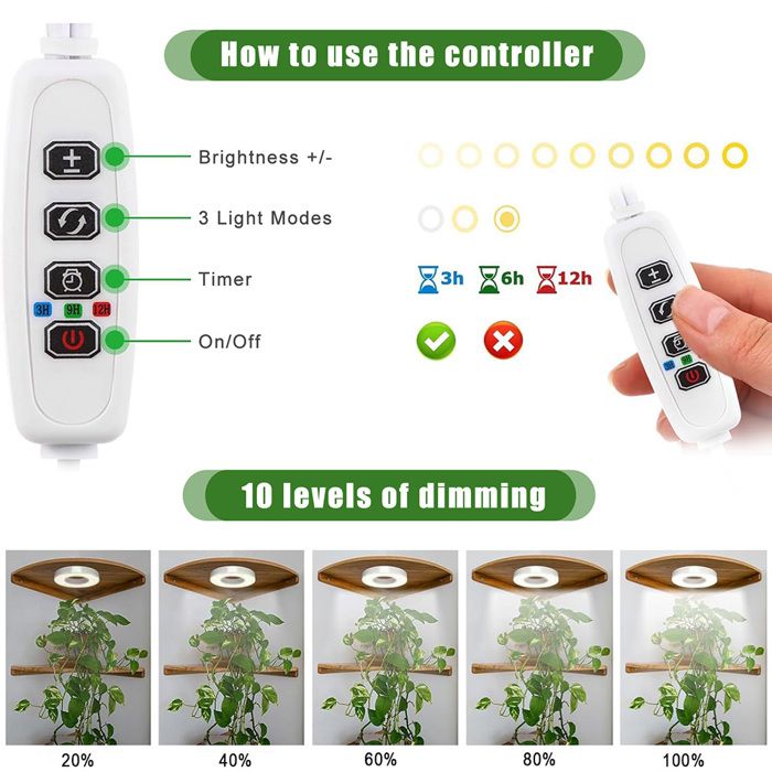 Lampe Horticole LED Lampe Horticole Connectée 2500lm - 2 Têtes LED - Compatible Alexa/Google - 4 Modes Pour Plantes D'Intérieur éclairage Croissance Plantes