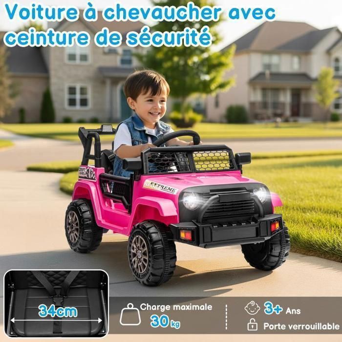LALAHO – Voiture électrique Enfant G63 – 3-6 Ans – Télécommande 2,4G – 2 Portes – MP3 – Noir