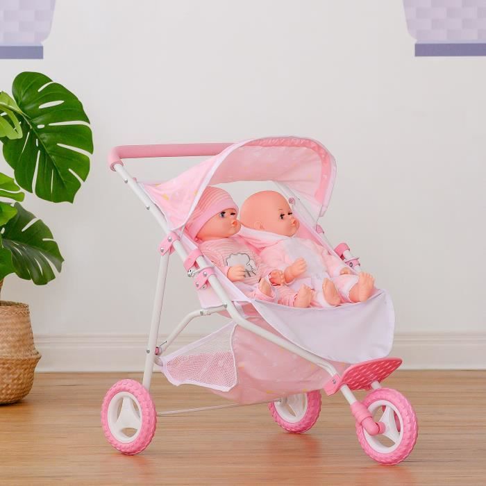 Poussette de poup e jumelle Teamson Kids rose 60 X 65 X 49