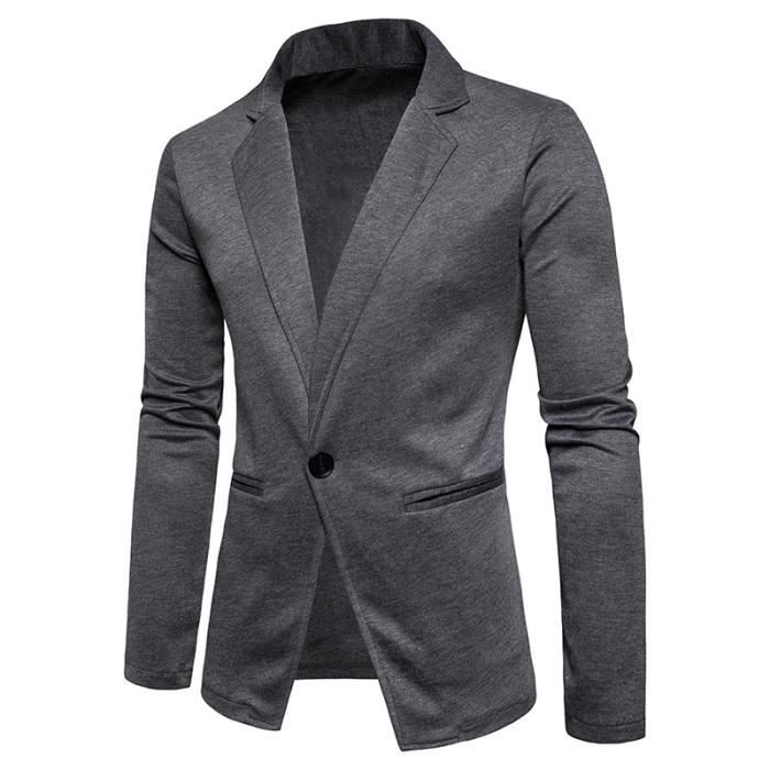 Uneihoiz Veste Costume Homme Unie Décontractée 1 Bouton - Coupe Slim Fit Polyester Viscose - Look Urbain Élégant (Blanc/Bleu Roi)