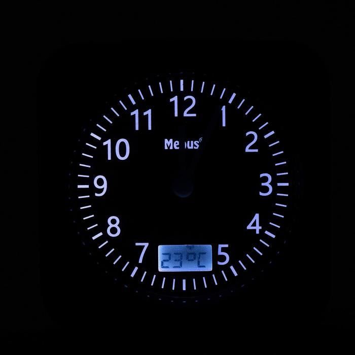 Réveil Radio-Piloté Mebus - Horloge Automatique Avec Thermomètre Et Date - Alarme Double - Éclairage Nuit