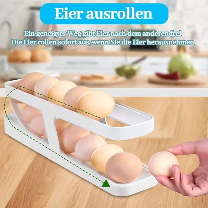 Rangement Frigo Boîte à Œufs 4 Niveaux - Distributeur Œufs à Roulement Automatique Capacité 32 Œufs
