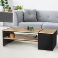 Table Basse Bar IZIA IDMarket - Rectangulaire Contemporaine Avec Grand Coffre Noir & Plateau Bois - Idéale Pour Apéros Et Salon