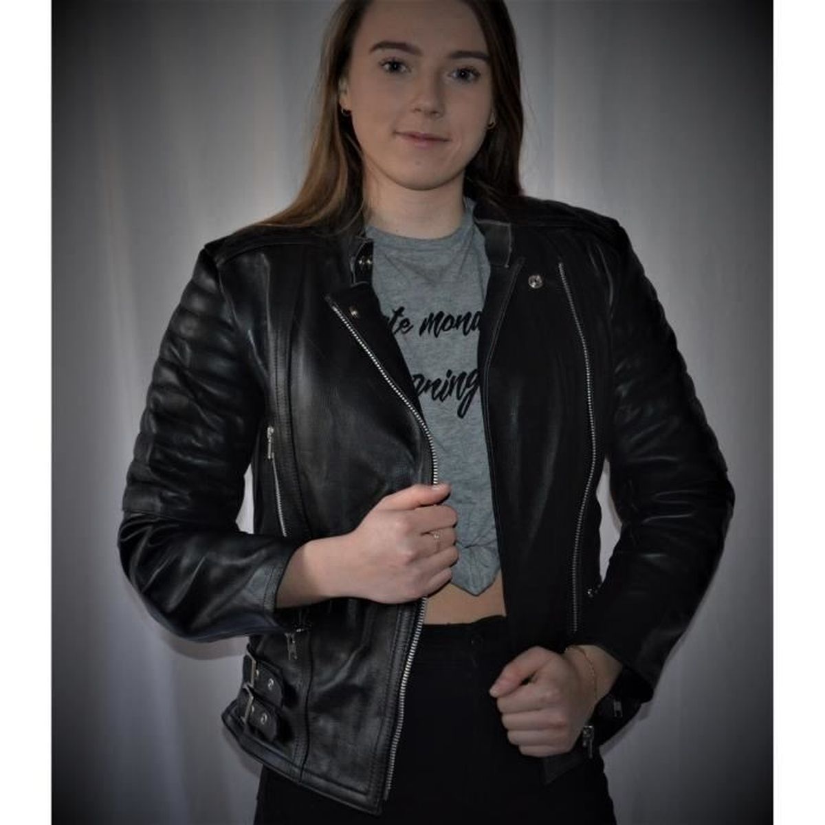 S GearX US20 Blouson Moto en Cuir pour Femme