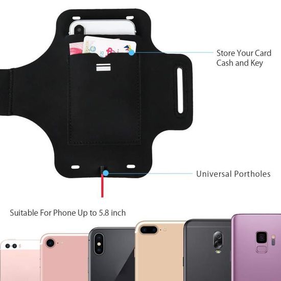 Caiwei Brassard de sport S4 S3 6Plus poches multifonctions Sport Running Armbag pour iPhone 7,7 G Plus 5S 5 C Note 2 3 4 et tous les 3,5 ~ 14,7 cm Smartphone 5 6 Galaxy S5 