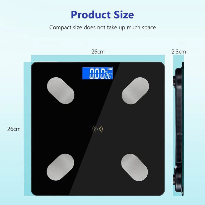 Mètre ruban intelligent pour le corps - LED HD - Écran complet - Application Bluetooth Fitdays - Rétractable - 150 cm - Pour fitness et perte de poids