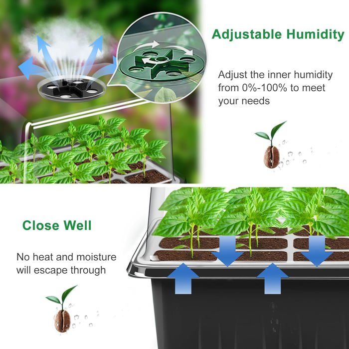 Mini Serre Intérieure 4 Pièces - Plateau Semis Avec Couvercles Pour Germination Graines