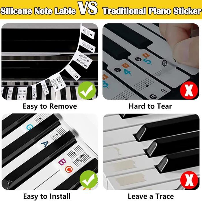 Guide De Notes Pour Piano Débutants - Clavier En Silicone Amovible - Apprentissage Facile
