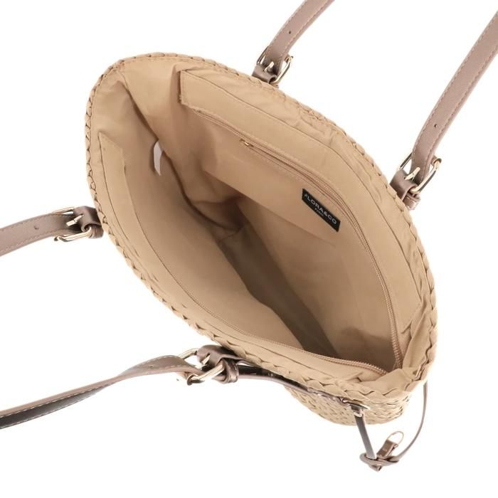 Sac Bandoulière Fourre-tout En Paille - Beige/marron - Tressé Réglable Zippé - Neuf Sans étiquettes