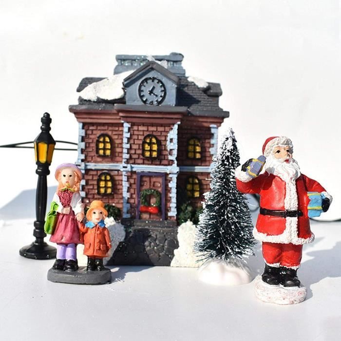 10 pieces Village de Noel Petite Maison decoration pere noel Ensemble Figurine de poupee de Noel Bricolage Petit Village de Cdiscount Maison