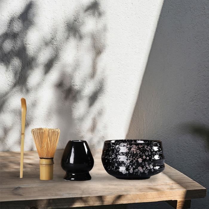 Kit Matcha 5 Pièces En Céramique Et Bambou - Bol, Fouet, Cuillère, Support | Pour Cérémonie Du Thé, Latte Matcha, Cadeau