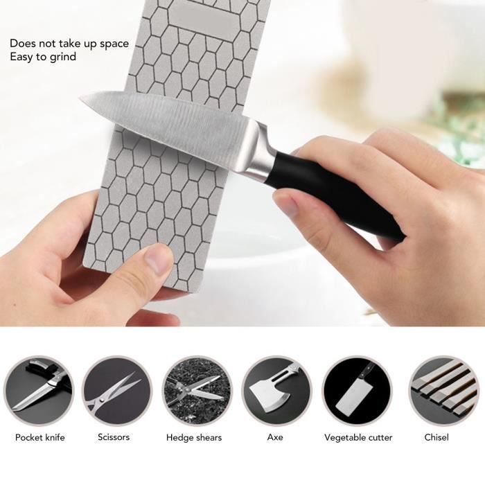 Pierre à Aiguiser Diamant 200x70mm – Double Face Grain 400 Et 1000 – Avec Base Antidérapante En Gel De Silice – Pour Couteaux De Cuisine, Ciseaux, Outils
