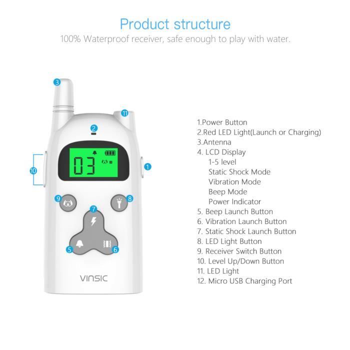 Collier de dressage VINSIC Télécommande Niveaux de