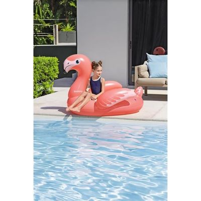 Bouée Géante Flamant Rose - Matelas Flottant XXL 115 Cm Pour Piscine Ou Plage - Rose Vif
