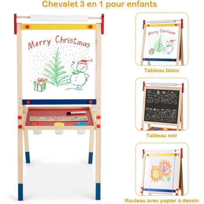 Chevalet pour enfants, tableau noir double face, tableau noir, rouleau