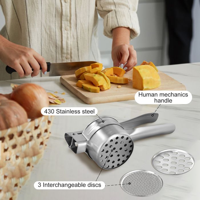 Vvhippo Presse Purée Manuel - 3 Disques Interchangeables - Purée Pommes De Terre, Jus Citron, Aliments Bébé