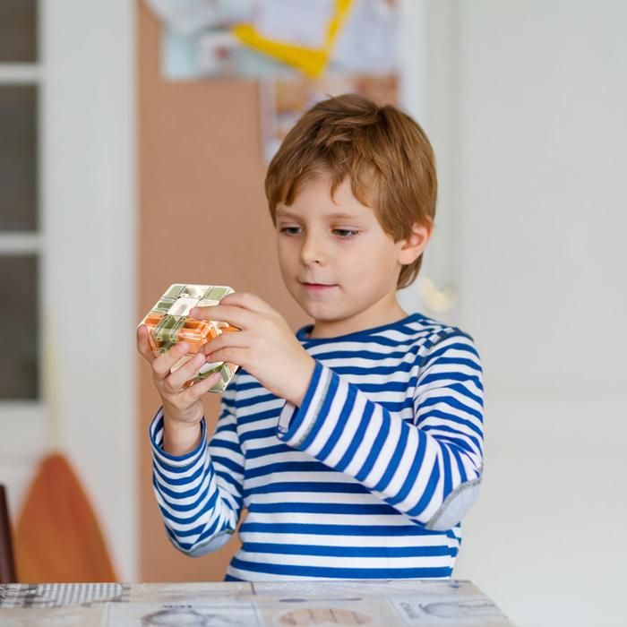 Cube Labyrinthe 3D Avec Bille – Jeu De Logique Et Détente Pour Enfants Et Adultes (7x7 Cm, Marron)