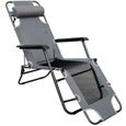 Chaise Longue Pliable pour camping et jardin | Transat Inclinable avec repose-tête | Structure en acier | Poids max supporté 120 ...-0