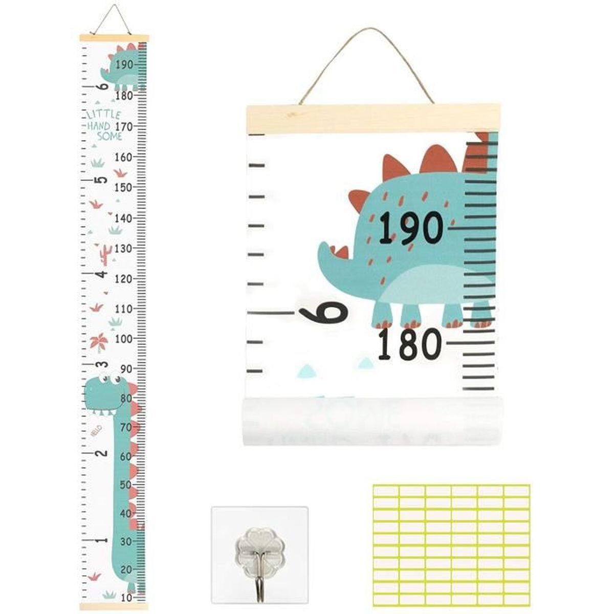 Toise Murale Enfant LANMOK Tableau de Croissance Enfants Dessins de Animal Nuages Lapins Amovible Règle à Suspendre Pour Hauteur de Mesure Fille Garçon Adult Décoration de Chambre Mur 