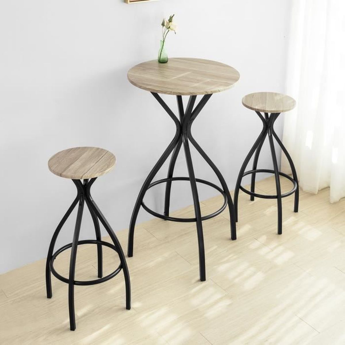 Festnight Table Haute de Bar Table de Bistrot Table Bar carré 55 x 55 x 107 cm 115 x 55 x 107 cm