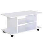 Meuble TV bas table basse à roulettes en panneaux de particules blanc HOMCOM - Design contemporain - 80x40x33cm