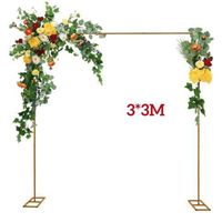 3 x 3 M Arche de mariage en métal - Support rectangulaire dorè - Décoration de mariage ARCEAU