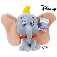 Peluche animal pour bébé Dumbo 32 cm avec effet sonore, jouet enfant éléphant Disney
