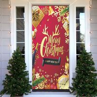 Bannière décorative de Noël - Extra large - En tissu « Joyeux Noël » et « Happy New Year » - Pour porte de maison de Noël - Accessoi