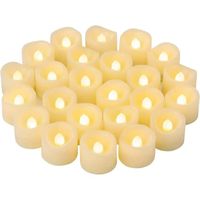 24 bougies chauffe-plat LED sans flamme - 3,8 x 4,2 cm - Blanc chaud - Pour mariage, festival, fête, Halloween et Noël