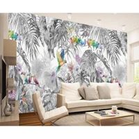 Papier Peint Panoramique Jungle Forêt Tropicale Perroquet Bambou Tapisserie Peinture Murale Papier Peint 3D Fresque Salon Chambre