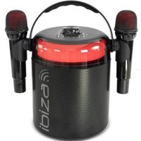 Ibiza - Enceinte Bleutooth sur Batterie Spécial Karaoke 120W KARAHOME-BK Noir - 2 Micros sans fil