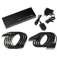 KVM Switch Automatique Souris Clavier Ecran 4 PC - DISPLAYPORT USB - Avec télécommande, alimentation et cordons - ULTRA HD 4K 60Hz