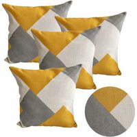 Lot de 4 Housses de Coussin de canapé en Polyester épais à imprimé géométrique avec Fermeture éclair dissimulée, 45 x 45 cm