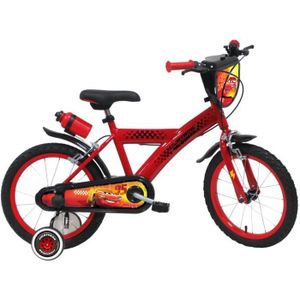 VÉLO ENFANT Vélo enfant 16'' CARS (Taille 105 cm à 120 cm) équipé de 2 freins, plaque avant, stabilisateurs