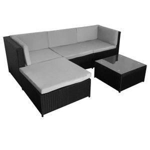 Salon De Jardin Figari En Resine Tressee Noire 4 Places Coussins