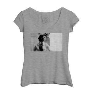 T-SHIRT T-shirt Femme Col Echancré Gris Ava Gardner Actrice Photo de Star Célébrité Vieux Cinéma Original 8