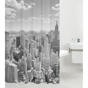 180x180cm Rideau De Douche Polyester Imperméable Tissu Décor Blanc Avec