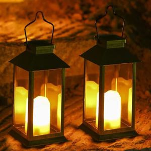 LAMPION Lanterne solaire de jardin extérieur, 2 pcs LED lères de jardin solaires, lampes de pelouse extérieure IP44 effet bougie, lampes5