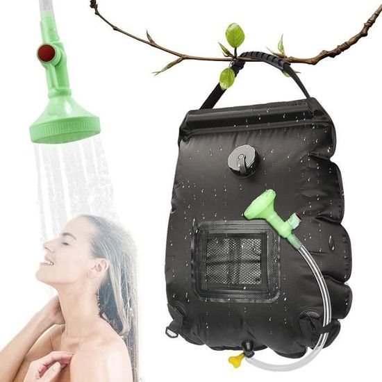 Douche Solaire FROYAK 20L Pour Camping - Chauffe Eau, Noir, Fabriqué Aux Pays-Bas