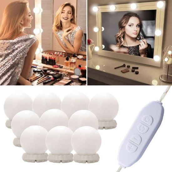 kit de lumière LED pour miroir cosmétique de courtoisie de Hollywood pour  maquillage, lampe de coiffeuse table,4 mètres,10 ampoules LED, miroir non