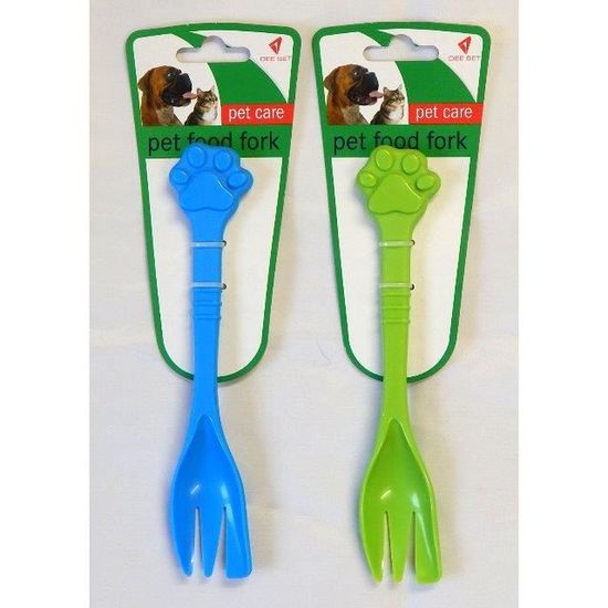 1 fourchette pour chat chien modèle vert ou bleu