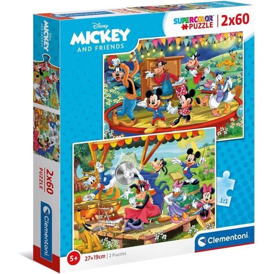 Puzzle enfant - CLEMENTONI - Mickey Mouse - 2x60 pièces - Coloré et captivant
