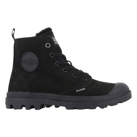 Bottines Palladium En Cuir Noir Fourrées - Taille 39, Talon Haut, Occasion En Très Bon état