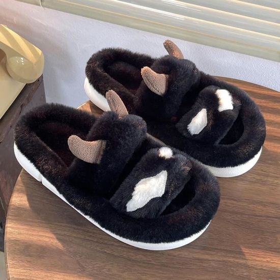 Chaussons D'hiver Ultra Doux Pour Femme - Pantoufles Chaudes En Peluche Avec Semelle Antidérapante - Confort Maison - 7
