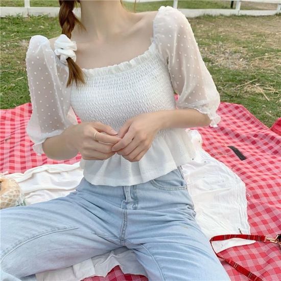 SCARLET DARKNESS Chemisier Victorien à Manches Longues En